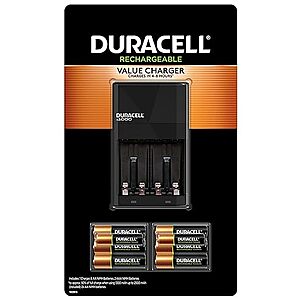 $18.47: Duracell Ion Speed 1000 Charger for Rechargeable AA and AAA Batteries, Includes 6 AA and 2 AAA Pre-Charged Batteries