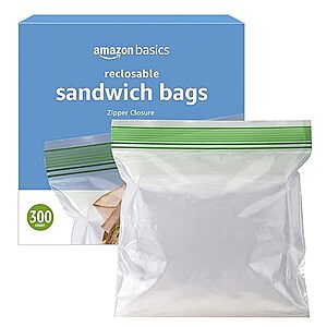 $5.82 /w S&S: 300-Count Amazon Basics Sandwich Storage Bags