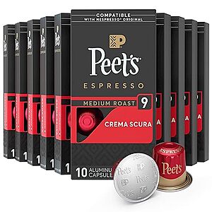 $35.25 /w S&S: Peet's Coffee, Medium Roast Espresso Pods Compatible with Nespresso Original Machine, Crema Scura Intensity 9, 100 Count