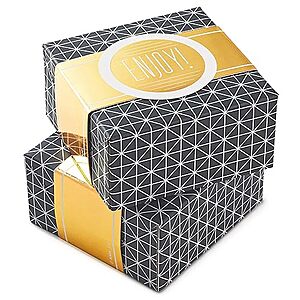 $2.84: Hallmark 4" Small Gift Boxes with Wrap Band (2-Pack: Gray Geometric, Gold Enjoy!)