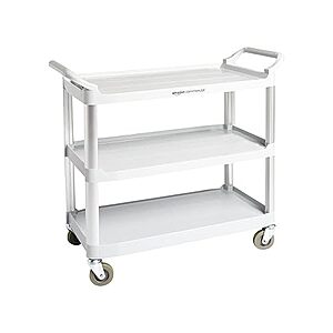 $81.98: AmazonCommercial 3 Shelves Utility Cart with 400 lbs Loading Capacity, Smooth move, Gray