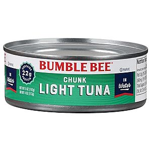 $32.21 /w S&S: Bumble Bee Chunk Light Tuna in Water, 5 oz Cans (Pack of 48)