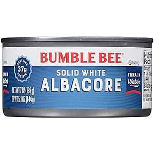 $27.72 /w S&S: Bumble Bee Solid White Albacore Tuna in Water, 7 oz Can (Pack of 24)