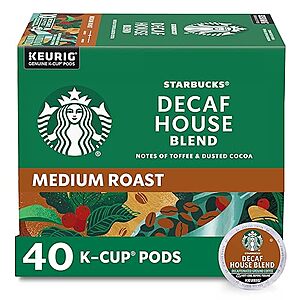 $17.43 /w S&S: Starbucks Decaf K-Cup Coffee Pods, House Blend for Keurig Brewers, 1 box (40 pods)