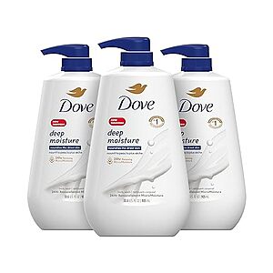 $15.09 /w S&S: 3-Pk 30.6-Fl-Oz Dove Body Wash w/ Pump Deep Moisture Skin Cleanser