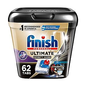 62-Count Finish Ultimate Plus Infinity Shine Dishwasher Detergent Tabs $15.60