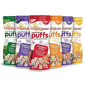 $16.11 /w S&S: Happy Baby Organic Superfood Puffs, Variety Pack, 2.1 Ounce (Pack of 6)