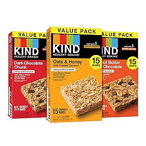 $14.90 /w S&S: KIND Healthy Grains Bars, Variety Pack, 45 Count