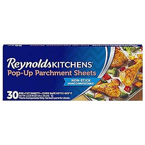 $2.62: Reynolds Kitchens Pop-Up Parchment Paper Sheets, 10.7x13.6 Inch, 30 Sheets