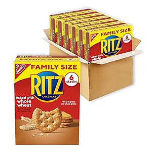 $21.05: RITZ Whole Wheat Crackers, Family Size, 6 - 19.3 oz Boxes