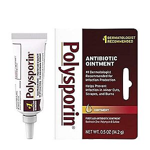 $3.22 /w S&S: Polysporin First Aid Topical Antibiotic Skin Ointment with Bacitracin Zinc & Polymyxin B Sulfate, 0.5 oz (2 for $5.14, $2.57 ea)