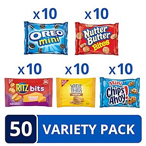 $16.28 /w S&S: 50-Pk Nabisco Cookie & Cracker Variety Snack Pack (Oreo, Chips AHOY!, Ritz Bits & More, 32.6¢/ea)