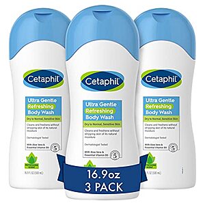 $14.40 /w S&S: Cetaphil Ultra Gentle Refreshing Body Wash, 16.9 oz Pack of 3