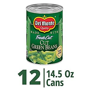$8.88 /w S&S: DEL MONTE FRESH CUT BLUE LAKE Cut Green Beans Canned Vegetables,14.5 Ounce (Pack of 12)