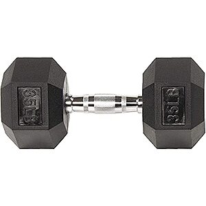 $26.03: 35-Lbs Signature Fitness Rubber Encased Hex Dumbbell