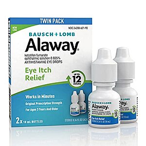 2-Pack 0.34-Oz Bausch + Lomb Alaway Eye Itch Relief Antihistamine Eye Drops $10 w/ Subscribe & Save