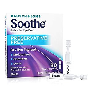 $5.73 /w S&S: Soothe Preservative Free Lubricant Eye Drops, 30 Count