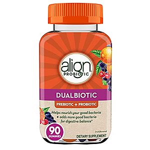 $17.09 /w S&S: Align DualBiotic, Prebiotic + Probiotic for Women and Men, Natural Fruit Flavors, 90 Gummies