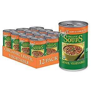 $31.04 /w S&S: Amy’s Soup, Vegan Light in Sodium Lentil Vegetable Soup, 14.5 Oz (12 Pack)