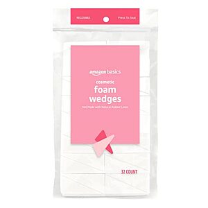 $2.63: Amazon Basics Cosmetic Rectangular Foam Wedges For Makeup, 32 Count, White