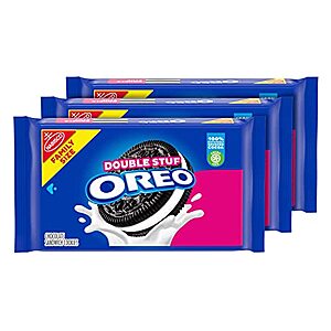 $7.78 /w S&S: 3-Pack OREO Family Size Double Stuf Chocolate Sandwich Cookies
