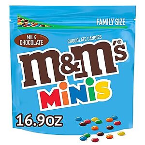 $5.59: M&M'S Minis Milk Chocolate Candy, Family Size, 16.9 oz