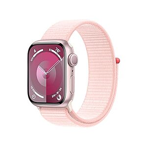 $299: Apple Watch Series 9 [GPS 41mm] Smartwatch with Pink Aluminum Case with Light Pink Sport Loop One Size