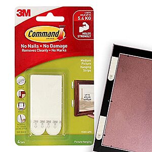 3M Command Medium Picture Hanging Strips (4-Pairs) $2.90