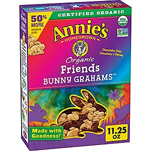$2.80: Annie's Organic Friends Bunny Graham Snacks, Chocolate Chip, Chocolate & Honey, 11.25 oz.