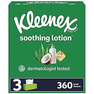 3-Pack 120-Count Kleenex 3-Layer Facial Tissues (Soothing Lotion) $4.75 w/ Subscribe & Save