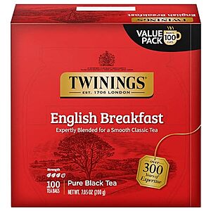 $7.42 w/ S&S: 100-Count Twinings English Breakfast Black Tea (Individually Wrapped)
