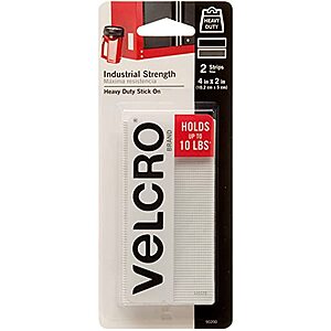 $2.46: VELCRO Brand Industrial Fasteners Stick-On Adhesive, 4in x 2in, Strips, 2 Sets, 90200