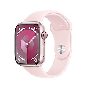 $413.10: Apple Watch Series 9 [GPS + Cellular 45mm] Smartwatch with Pink Aluminum Case with Pink Sport Band S/M