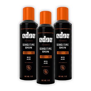 $6.54 w/ S&S: 3-Pack 7-Oz Edge Men's Shave Gel (Sensitive Skin w/ Aloe)