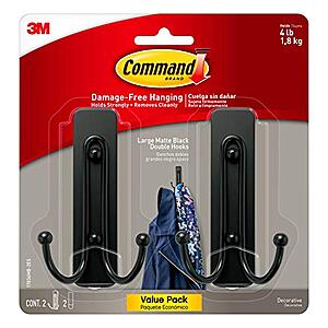 $8.13: Command Large Wall Hooks with Adhesive Strips, 2 Hooks and 2 Command Strips