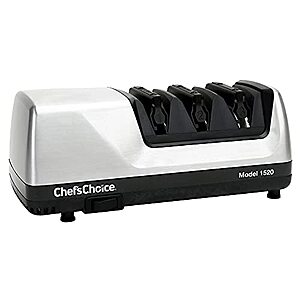 $89.95: Chef'sChoice Hone Electric Knife Sharpener for 15 and 20-Degree Knives 100%, 3-Stage, Gray