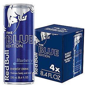 4-Pack 8.4-Oz Red Bull Blue Edition Energy Drink (Blueberry) $3.55 w/ Subscribe & Save
