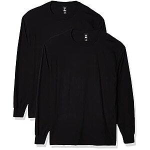 2-Pack Hanes Men's Ultra Cotton Long Sleeve T-Shirts (White or Black) $12