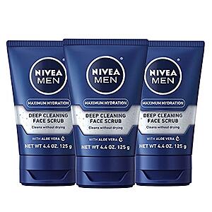 3-Pack 4.4-Oz Nivea Men Maximum Hydration Deep Cleaning Face Scrub w/ Aloe Vera $11.75 w/ Subscribe & Save