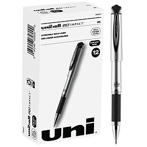 12-Pack Uniball Signo 207 Impact Stick Gel Pen (1.0mm Black) $7.90 w/ Subscribe & Save