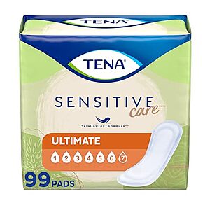 [S&S] $16.77: 99-Count TENA Incontinence Pads, Ultimate Absorbency, Regular Length, Sensitive Care