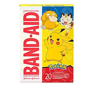 [S&S] $1.83: 20-ct Band-Aid Brand Adhesive Bandages for Minor Cuts & Scrapes, Pokémon Characters, Assorted Sizes