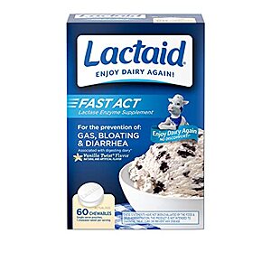 [S&S] $9.36: 60-Count Lactaid Fast Act Lactose Intolerance Chewables with Lactase Enzymes (Vanilla) at Amazon