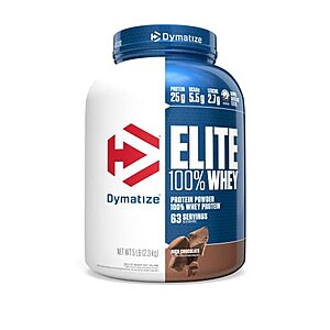 [S&S] $46.39: 5-Lbs Dymatize Elite 100% Whey Protein Powder (Chocolate) at Amazon