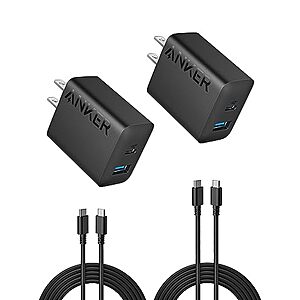 $13: 2-Pack Anker 20W Dual Port USB Fast Wall Charger w/ 5' USB-C Cable at Amazon