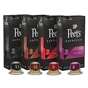 Peet's Coffee Espresso Capsules Variety Pack, 40 Count Single Cup Coffee Pods Compatible with Nespresso Original Brewers, Crema Scura, Nerissimo, Ricchezza, Ristretto $13.10