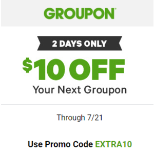 Groupon $10 Off Valid on 1 unit (min. price $11) - Targeted email offer
