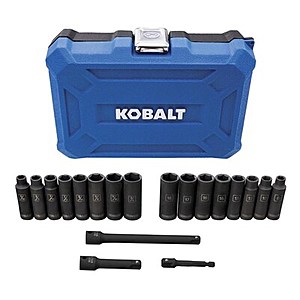 Lowe's: Kobalt 19pc 3/8-in Drive 6-Point Thin-Wall Impact Socket Set MM/SAE $14.98 + Free Store Pick up YMMV B&M