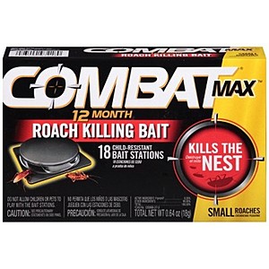 Combat Max 12 Month Roach Killing Bait, Small Roach Bait Station (18 Count) $5.21 + Free delivery with Prime