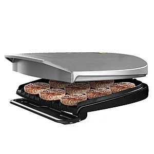 George Foreman 9-Serving Classic Plate Electric Indoor Grill and Panini Press, Platinum, GR2144P $19.99